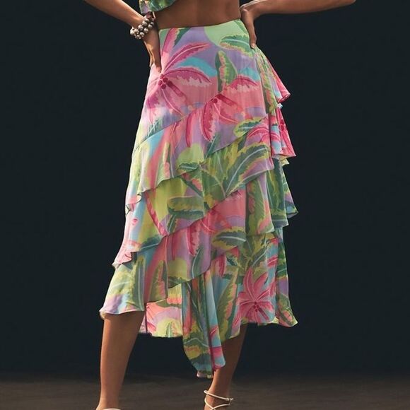 Farm Rio Tiered Asymmetrical Skirt - Picture 1 of 5